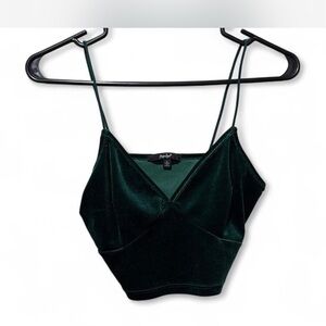 Deep Green Velvet Crop Top by Papaya